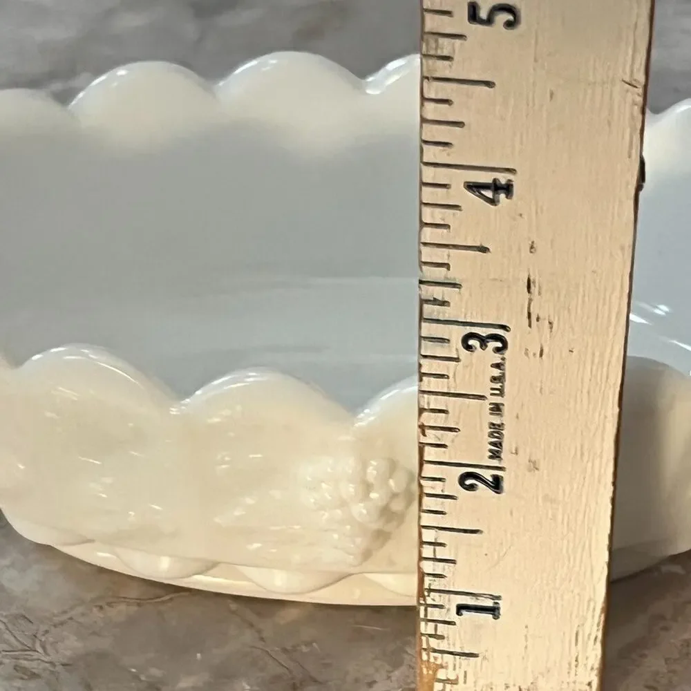 Westmoreland Milk Glass White Paneled Grape Candy Nut Dish 6.5 in
